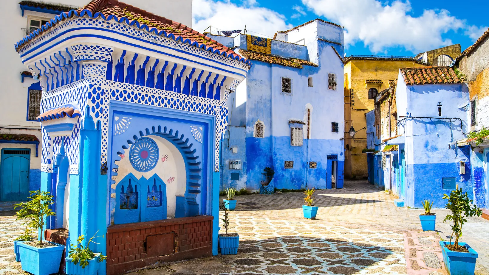 Blue-painted streets of Chefchaouen in northern Morocco